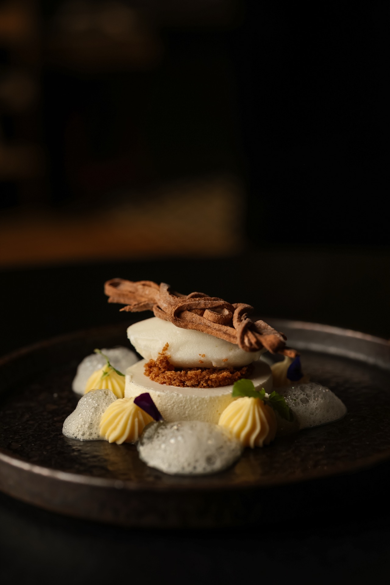 Dessert mousse et croustillant