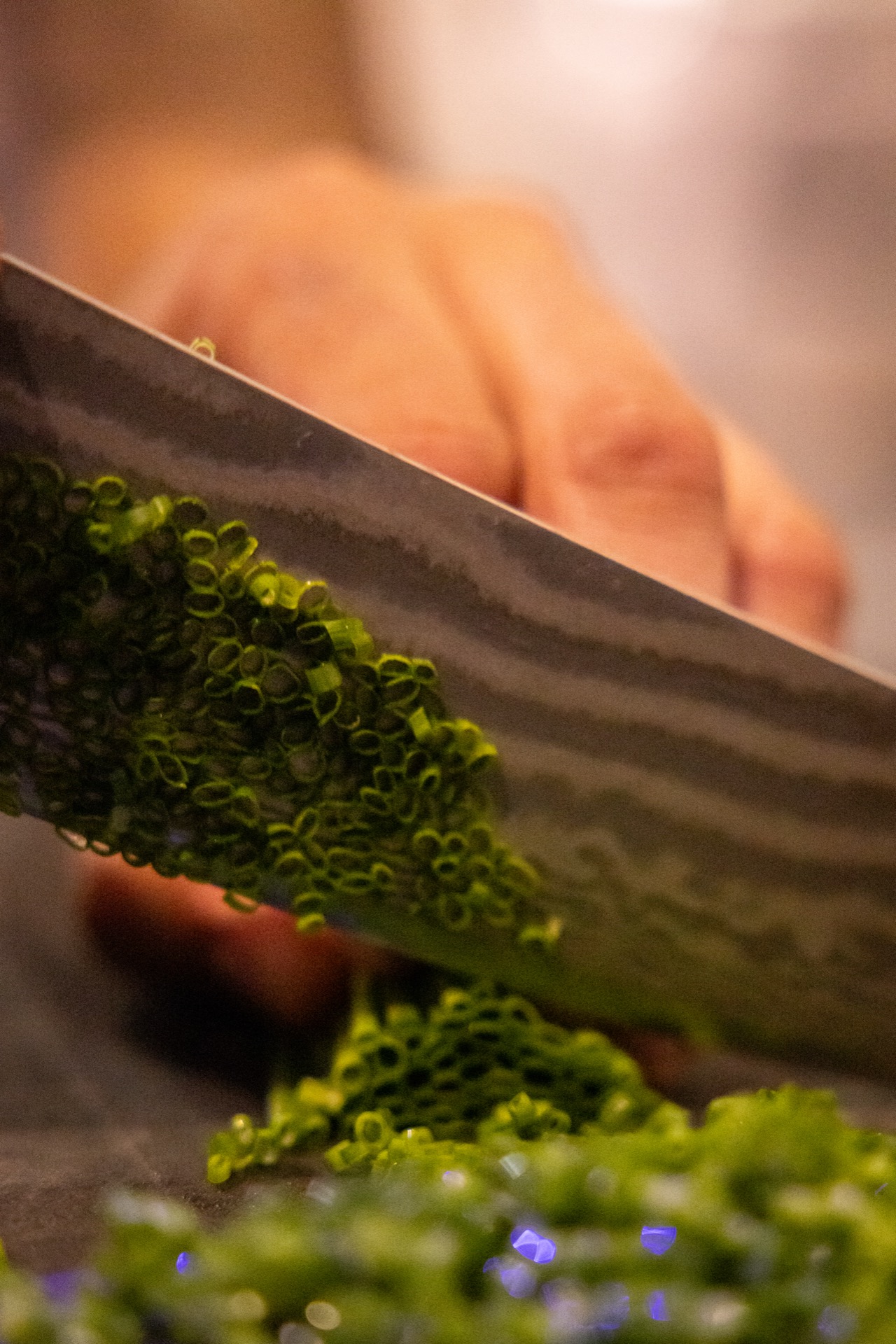 Decoupe minutieuse des herbes fraiches